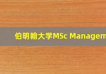 伯明翰大学MSc Management